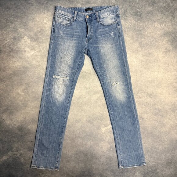 Uniqlo Jeans Mens Size 31 Fits 32x30 Blue Stretch Tapered Skinny - Picture 1 of 15